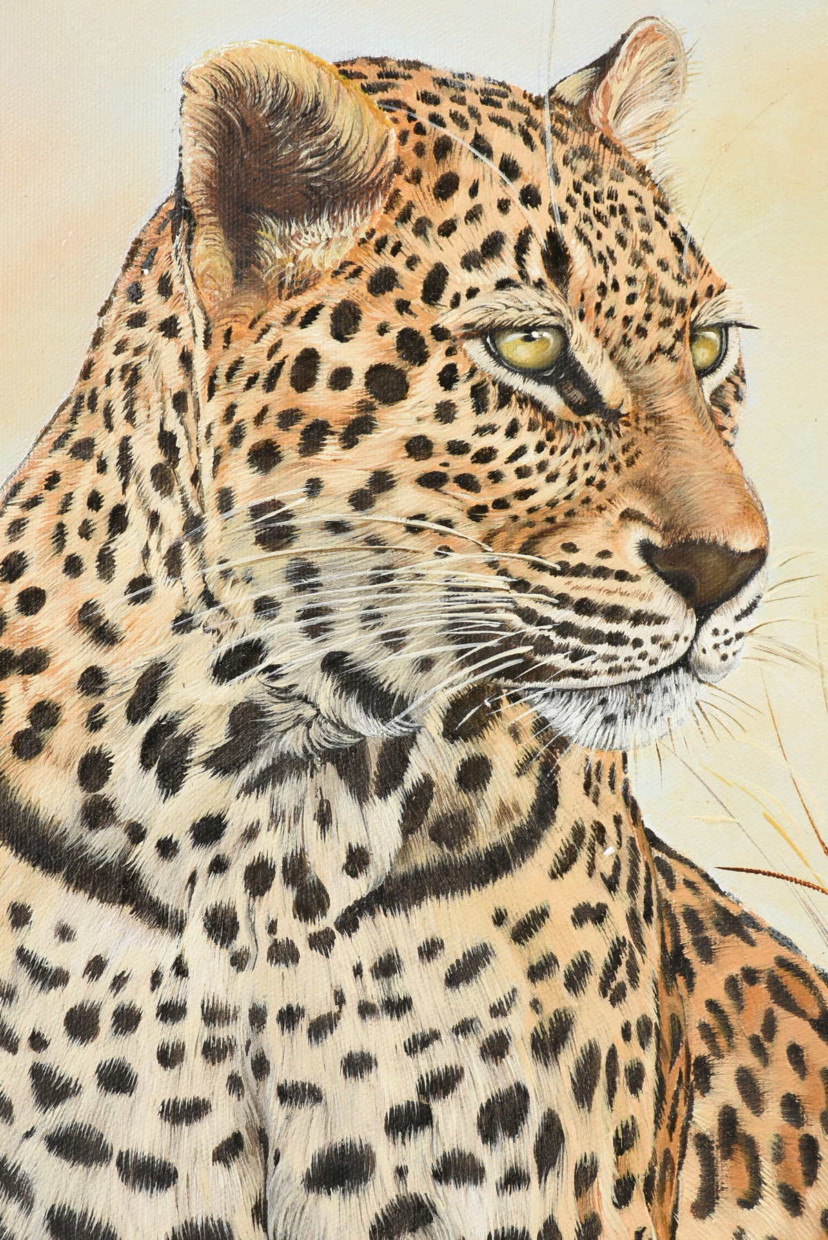 JIRI MILOUSHEVA (20th Century) A PAINTING, "Cheetah," 1990, oil on canvas, signed L/R and dated, " - Image 8 of 12