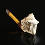 TWO EROTIC MEERSCHAUM TOBACCO PIPES, LATE 19TH/EARLY 20TH CENTURY, carved in the form of a woman