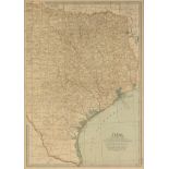 AN ANTIQUE MAP, "Texas, Eastern Part," EARLY 20TH CENTURY, color engraving on paper after George