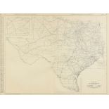 AN VINTAGE MAP, "Black and White Mileage Map of Texas," CHICAGO, 1925-1950, ink engraving on