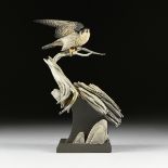 PHIL GALATAS (American/Louisiana 20th/21st Century) A WOOD SCULPTURE, "Peregrine Falcon," April