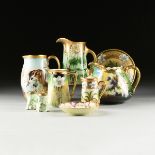 A GROUP OF NINE GREEN AND GOLD PORCELAIN TABLEWARES, BAVARIA, EARLY 2OTH CENTURY, from smallest to