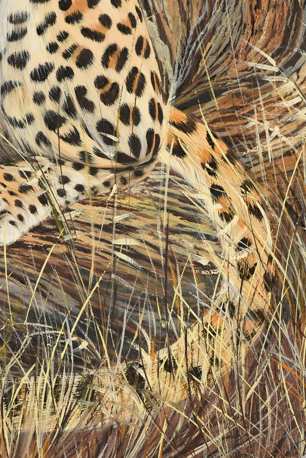 JIRI MILOUSHEVA (20th Century) A PAINTING, "Cheetah," 1990, oil on canvas, signed L/R and dated, " - Image 4 of 12