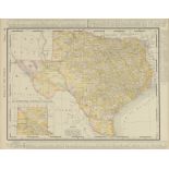 AN ANTIQUE MAP, "Rand McNally & Co.'s New 11" x 14" Map of Texas," CHICAGO, CIRCA 1895, color