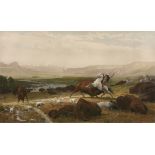ALBERT BIERSTADT (German/American 1830-1902) A PRINT, "The Last of the Buffalo," 1891, hand