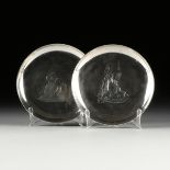 A PAIR OF JAPANESE STERLING SILVER REPOUSSÃ‰ PLATES, MEIJI PERIOD (1868-1912) one with an old sage