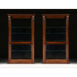 A PAIR OF REGENCY STLE MAHOGANY AND GLASS DISPLAY CASES, MODERN, each with a rectangular molded