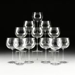 A SET OF TWELVE VAL ST LAMBERT WHITE WINE STEMWARE, "Laeken Clear" PATTERN, MODERN, clear crystal,