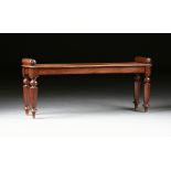 A REGENCY MAHOGANY HALL BENCH, GEORGE IV (1820-1830), the canted corner, molded edge rectangular
