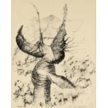 KELLY FEARING (American 1918-2011) A DRAWING, "Root Form," black crayon and sgraffito on paper,