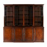 A LARGE REGENCY MAHOGANY SECRETARY BOOKCASE CABINET, EARLY 19TH CENTURY, the rectangular