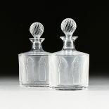 A PAIR OF VINTAGE LALIQUE DECANTERS, "FEMMES ANTIQUES," PARIS, MID 20TH CENTURY, frosted and clear