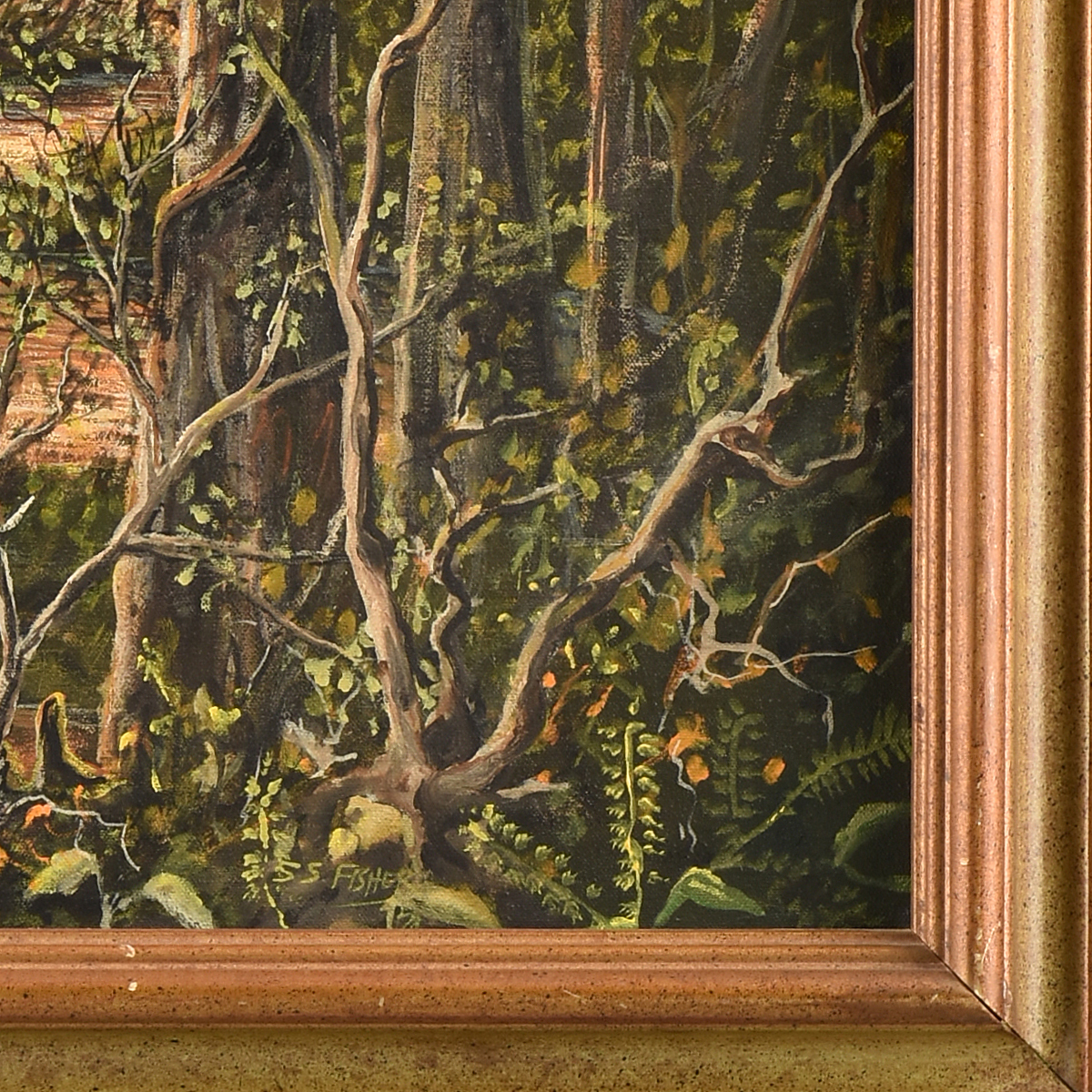 S.S. FISHER (American 20th Century) A PAINTING, "Sunlight in the Deep Swamp," oil on canvas, - Image 2 of 14