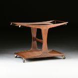 SVANTE SKOGH (Swedish active 1950-1960) A MID CENTURY MODERN ROSEWOOD GLASS TOP CART TABLE, SWEDEN