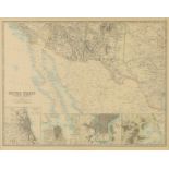 AN ANTIQUE MAP, "United States of North America, Southwest Sheet," 1893-1912, color engraving on