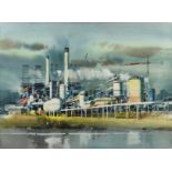 HAROLD PHENIX (American 1928-2009) A PAINTING, "Humber Refinery," CIRCA 1984, watercolor on paper,