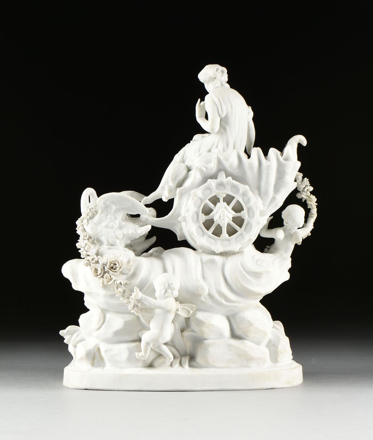 A BAROQUE REVIVAL BISQUE PORCELAIN FIGURAL GROUPING, "Allegory of Spring," POSSIBLY GERMAN, LATE - Image 6 of 11