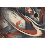 ALEXANDRE HOGUE (American/Texas 1898-1994) A PRINT, "Bombardment," 1952, color lithograph, signed,