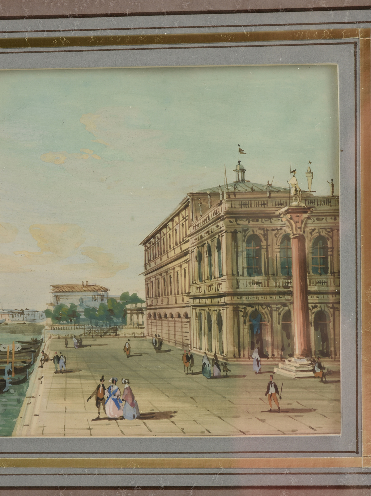in the manner of CARLO GRUBACS (Italian 1802-1870) THREE PAINTINGS, "Views of Venice," gauche on - Image 13 of 14