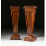 A PAIR OF GEORGE III STYLE CARVED MAHOGANY AND FAUX BOIS PAINTED PEDESTALS, CIRCA 1800, each of