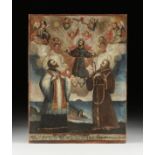 AN EX VOTO PAINTING, "St. Francis of Paola and St. Nicola Saggio," ITALIAN, 19TH CENTURY, oil on