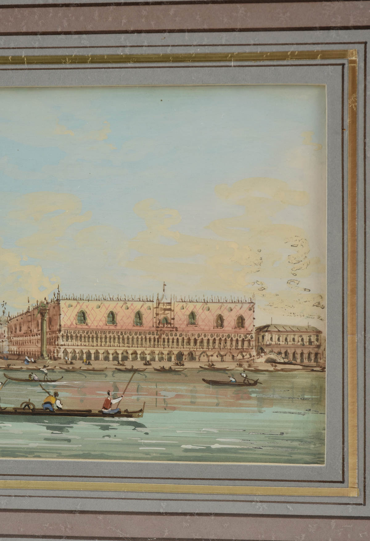 in the manner of CARLO GRUBACS (Italian 1802-1870) THREE PAINTINGS, "Views of Venice," gauche on - Image 10 of 14