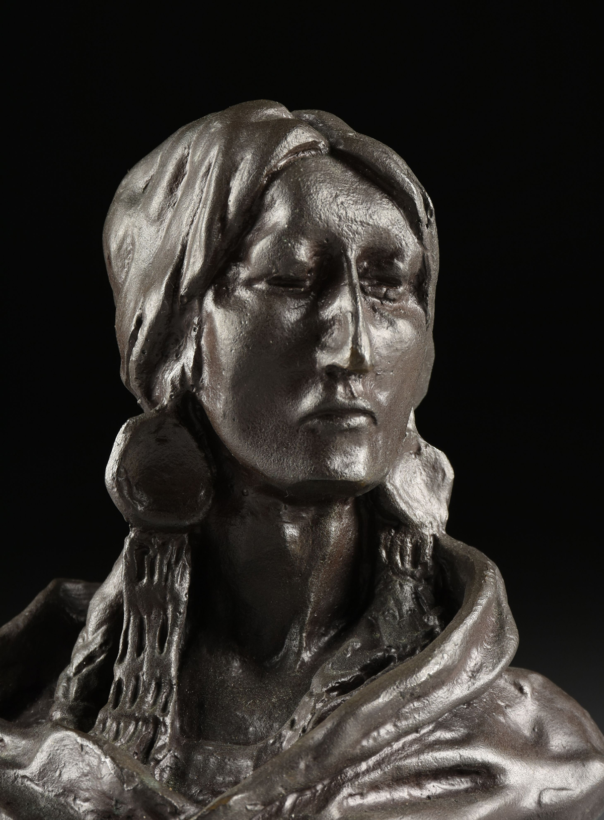 CHARLES M. RUSSELL (American 1864-1926) A BRONZE BUST, "A Native American Piegan Woman," CIRCA 1902, - Image 3 of 8