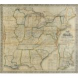 AN ANTIQUE MAP, "Ensign, Bridgman & Fanning's Railroad Map of the United States, Showing the