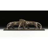 ALBERTO BAZZONI (Italian 1889-1973) A BRONZE ANIMAL GROUP, "Courting Panthers," 1920s, in