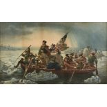 after EMANUEL LEUTZE (German/American 1816-1868) A PRINT, "Washington Crossing the Delaware," hand