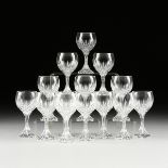 A SET OF FOURTEEN BACCARAT "MASSENA" CRYSTAL BORDEAUX WINE GLASSES, FRENCH, MODERN, clear crystal,