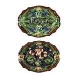 TWO PALISSY WARE FAIENCE PLATTERS, REPTILE AND SHELLS, FRENCH, 19TH CENTURY, each platter with