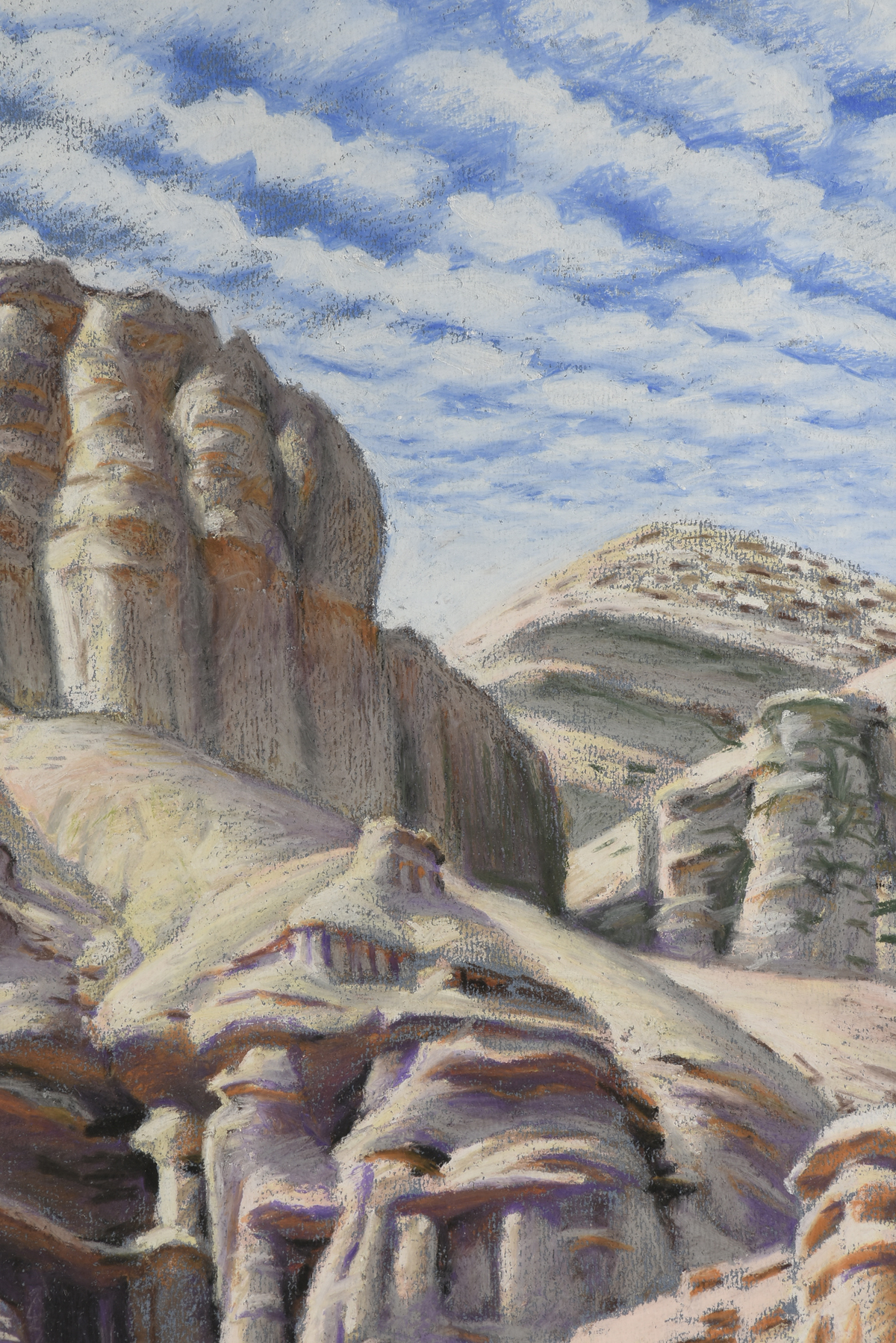 attributed to JAMES DOOLIN (American 1932-2002) A DRAWING, "Desert Dwellers," pastel on paper. 25" x - Image 3 of 11