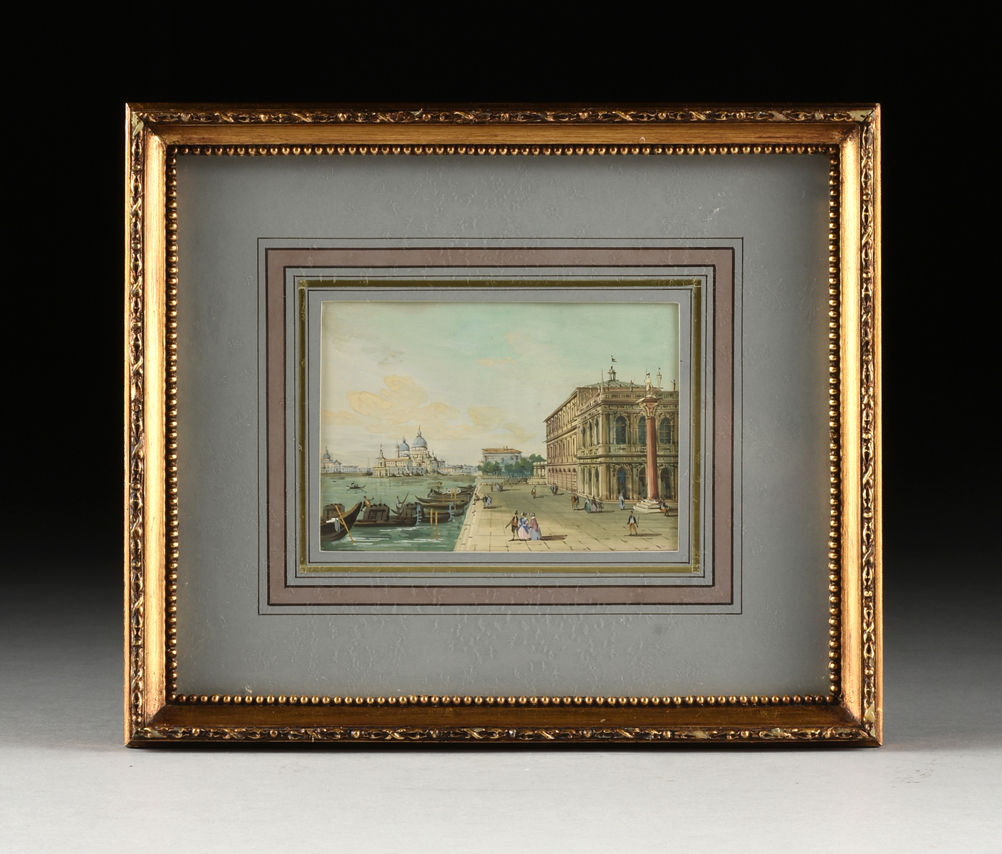 in the manner of CARLO GRUBACS (Italian 1802-1870) THREE PAINTINGS, "Views of Venice," gauche on - Image 12 of 14