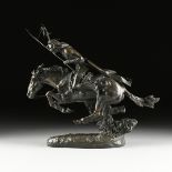 FREDERIC REMINGTON (American 1861-1909) A BRONZE SCULPTURE, "The Cheyenne," cast with a blackish-
