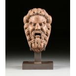 A ROMAN EMPIRE STYLE ROUGE MARBLE HEAD OF MAN, "Wrath," ITALIAN, 18TH/19TH CENTURY, a rouge marble