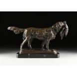 after PIERRE JULES MÃŠNE (French 1810 -1871) A BRONZE DOG SCULPTURE, "Setter with Pheasant," 20TH