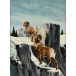 RICHARD AMUNDSEN (American 1928-1997) A PAINTING AND ILLUSTRATION, "Bighorn Sheep," CIRCA 1965,