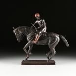 after PIERRE JULES MÃŠNE (French 1810-1879) A BRONZE FIGURAL SCULPTURE, "Jockey on Horse," LATE 20TH