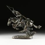 after FREDERIC REMINGTON (American 1861-1909) A BRONZE SCULPTURE, "The Cheyenne," with blackish