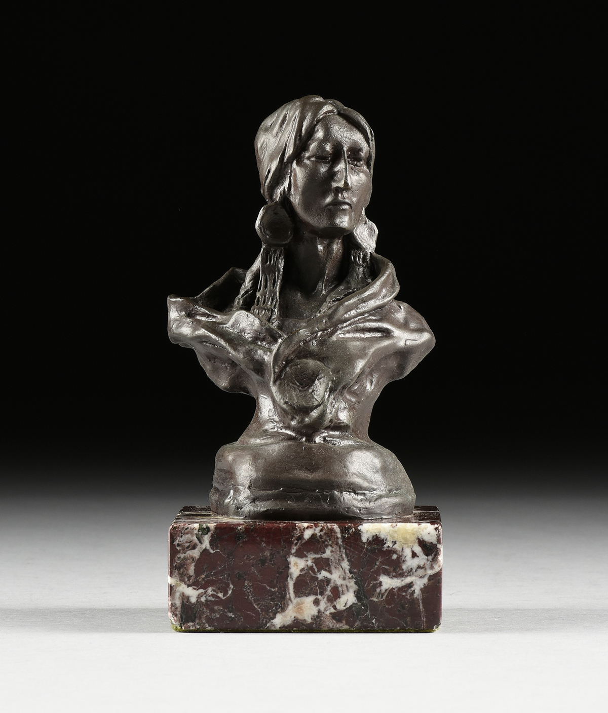 CHARLES M. RUSSELL (American 1864-1926) A BRONZE BUST, "A Native American Piegan Woman," CIRCA 1902, - Image 2 of 8