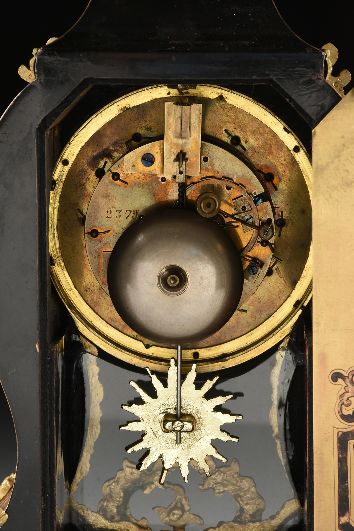 A LOUIS XIV STYLE ORMOLU MOUNTED BOULLE MARQUETRY BRACKET CLOCK, LATE 19TH CENTURY, the short - Image 8 of 10