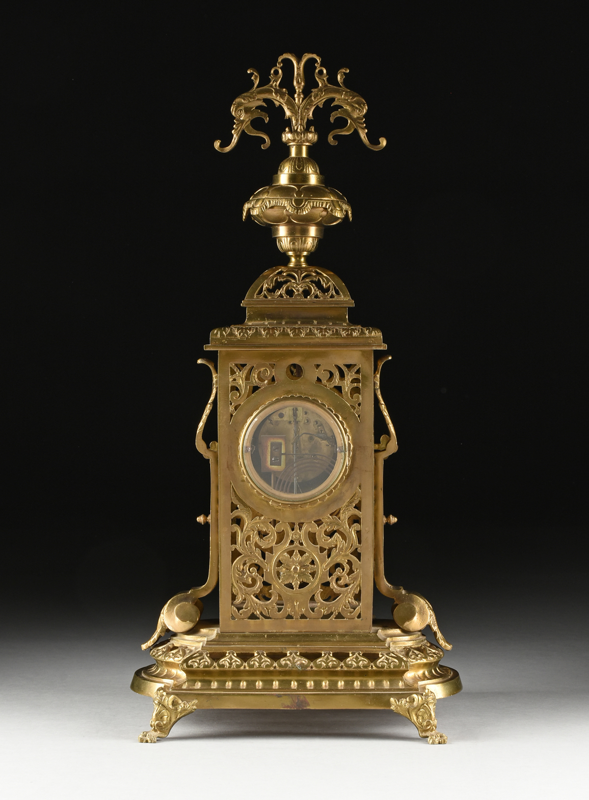 A RENAISSANCE REVIVAL GILT BRONZE MANTLE CLOCK, FRENCH, LATE 19TH CENTURY, the finial cast as - Image 10 of 12