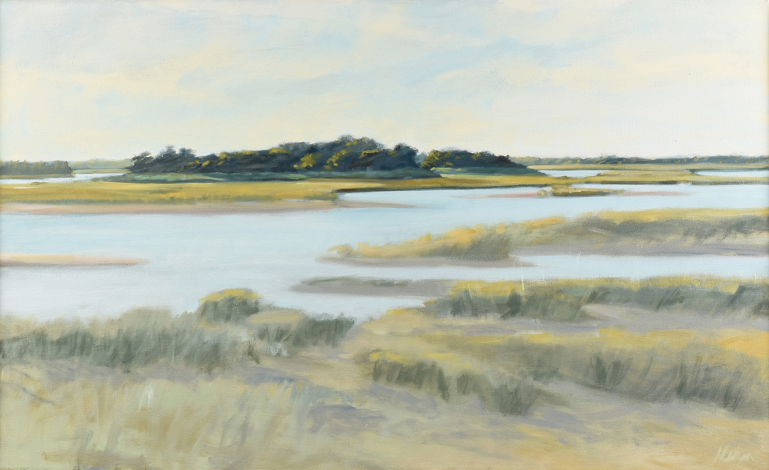 GAIL KERN (American 20th/21st Century) A PAINTING, "Marshland in Landscape," oil on canvas, signed