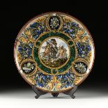 A LARGE ITALIAN RENAISSANCE STYLE MAJOLICA HISTORIATO CHARGER, SIGNED, LATE 19TH/EARLY 20TH CENTURY,