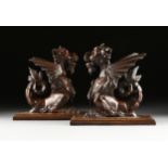 A PAIR OF ITALIAN RENAISSANCE REVIVAL WALNUT DRAGONS, LATE 19TH/EARLY 20TH CENTURY, sculptural