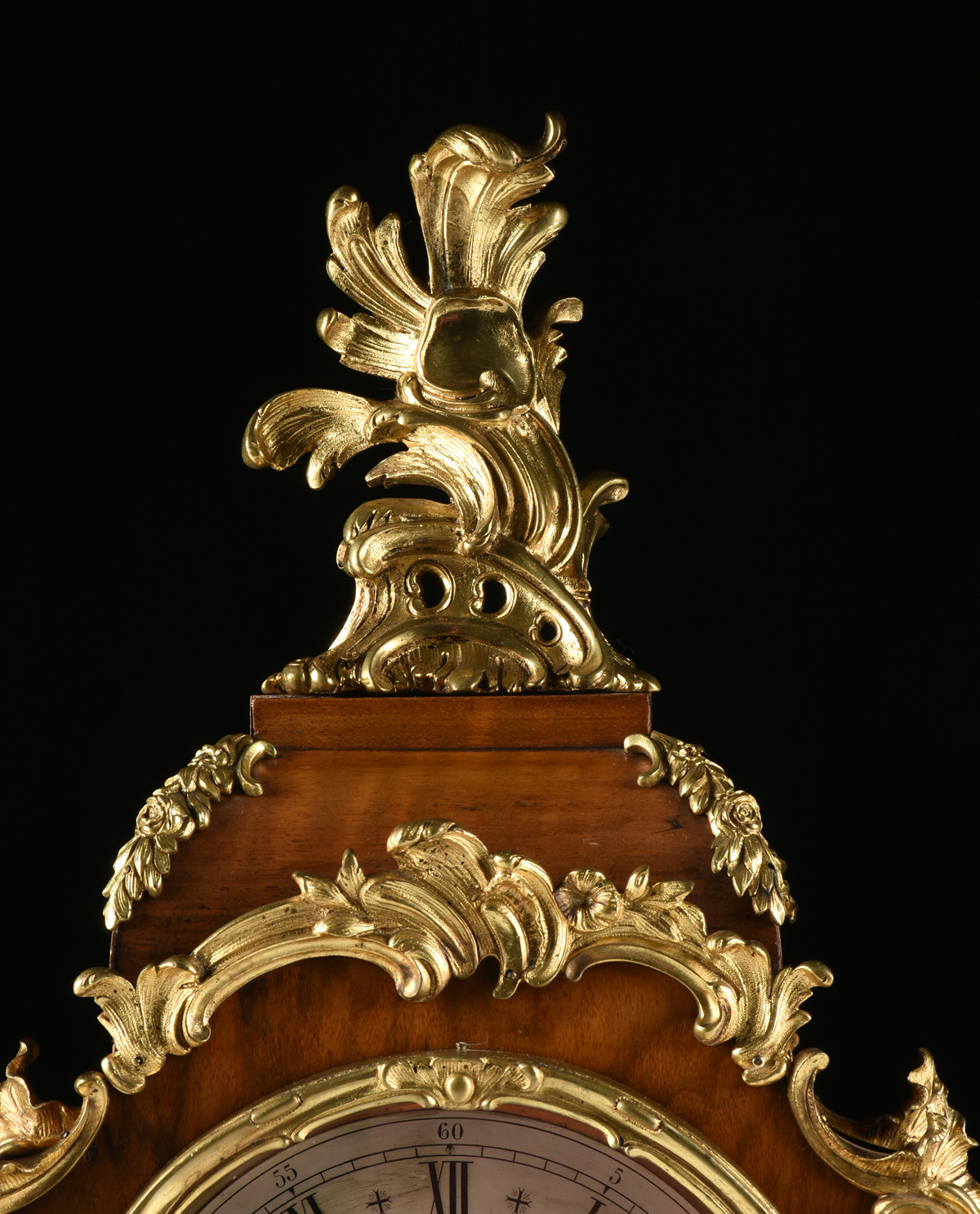 A LOUIS XV STYLE ORMOLU MOUNTED KINGWOOD BRACKET CLOCK, LATE 19TH CENTURY, the tÃªte de poupÃ©e body - Image 6 of 11
