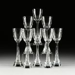 A SET OF EIGHT DANISH MODERN STYLE WINE GLASSES, LATE 20TH CENTURY, after the Princess pattern by