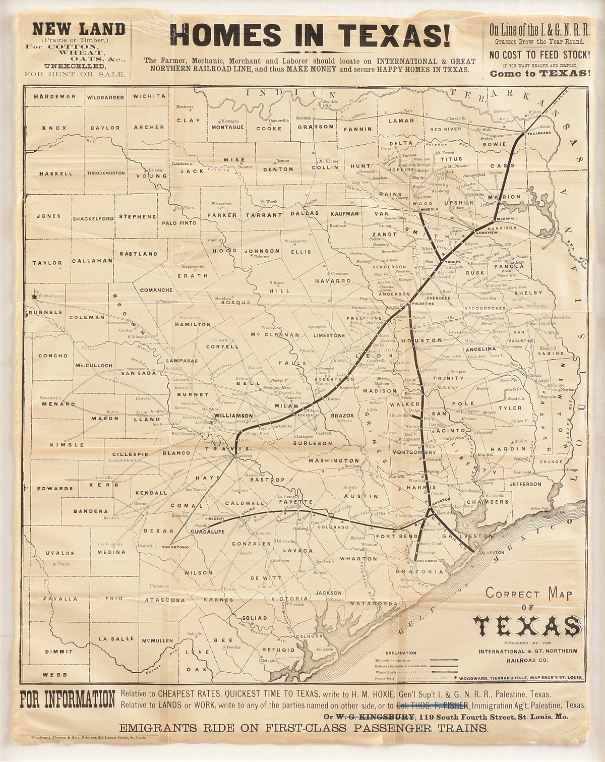 AN ANTIQUE PROMOTIONAL MAP, "Correct Map of Texas," DECEMBER 28, 1876-1880, newsprint on paper - Image 2 of 8