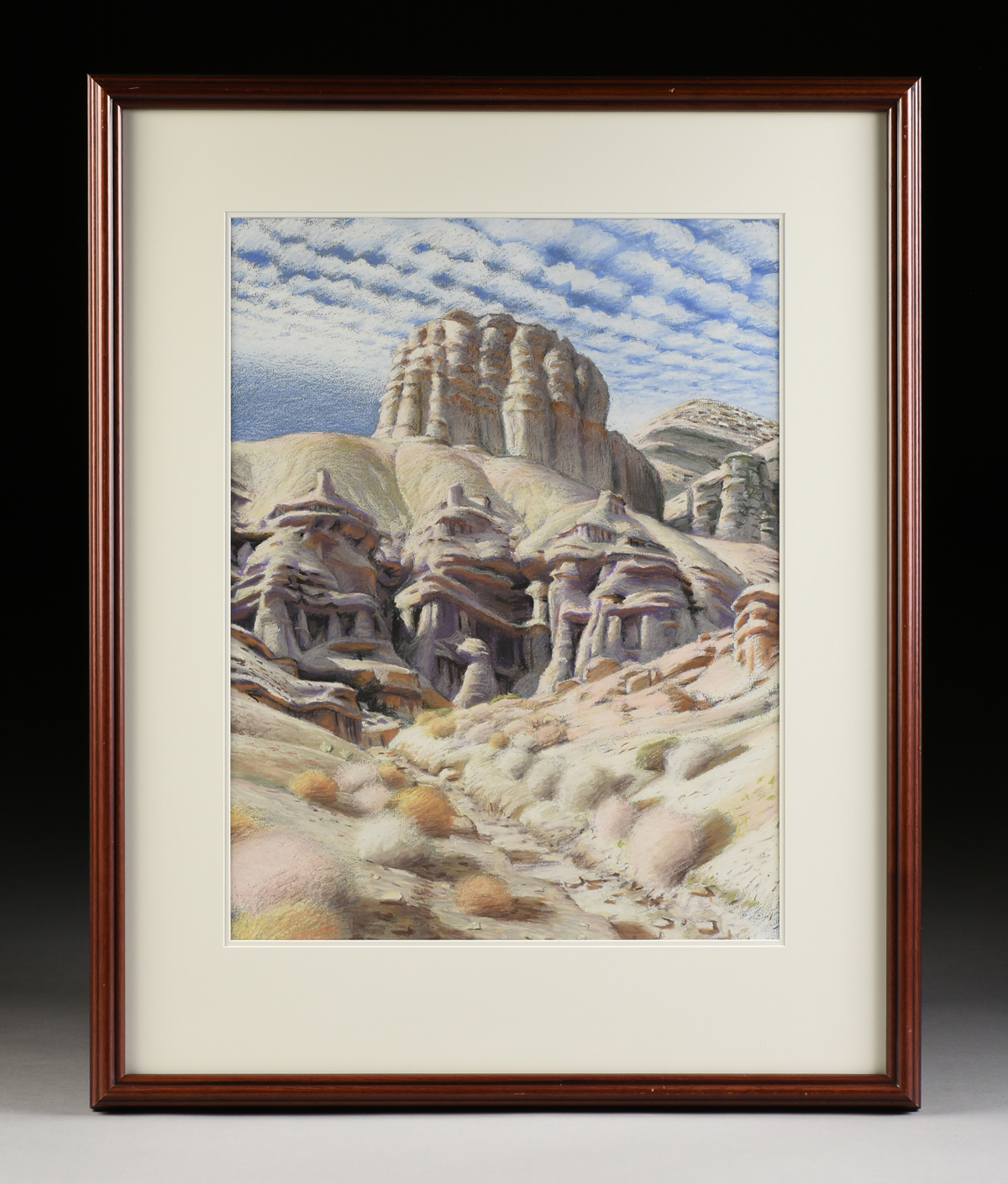 attributed to JAMES DOOLIN (American 1932-2002) A DRAWING, "Desert Dwellers," pastel on paper. 25" x - Image 2 of 11